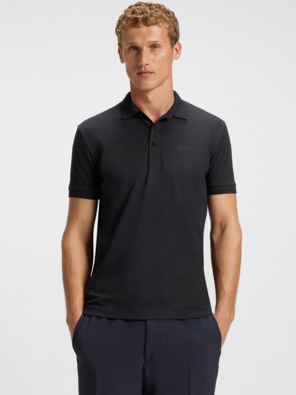 Hugo Boss Stretch-cotton polo shirt with all-over print